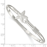 Sterling Silver Polished and Textured Starfish Bangle QB910 - shirin-diamonds
