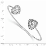 Sterling Silver Rhodium-plated Heart Cuff Bangle QB1002 - shirin-diamonds