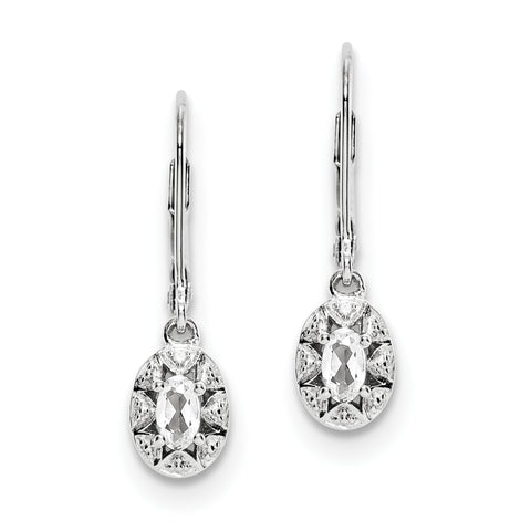 Sterling Silver Rhodium-plated Diam. & White Topaz Earrings QBE10APR - shirin-diamonds