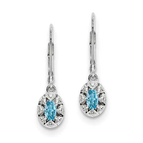 Sterling Silver Rhodium-plated Diam. & Blue Topaz Earrings QBE10DEC - shirin-diamonds