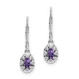 Sterling Silver Rhodium-plated Diam. & Amethyst Earrings QBE10FEB - shirin-diamonds