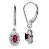 Sterling Silver Rhodium-plated Diam. & Created Ruby Earrings QBE10JUL