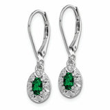 Sterling Silver Rhodium-plated Diam. & Created Emerald Earrings QBE10MAY