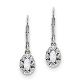 Sterling Silver Rhodium-plated Diam. & Created Opal Earrings QBE10OCT - shirin-diamonds