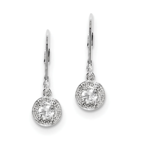 Sterling Silver Rhodium-plated Diam. & White Topaz Earrings QBE11APR - shirin-diamonds