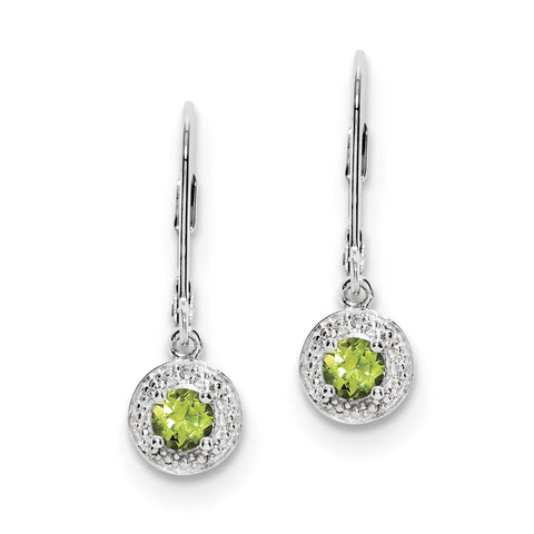 Sterling Silver Rhodium-plated Diam. & Peridot Earrings QBE11AUG - shirin-diamonds