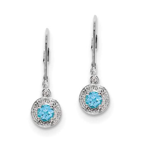 Sterling Silver Rhodium-plated Diam. & Blue Topaz Earrings QBE11DEC - shirin-diamonds
