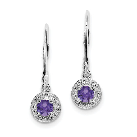 Sterling Silver Rhodium-plated Diam. & Amethyst Earrings QBE11FEB - shirin-diamonds