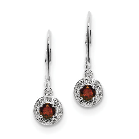 Sterling Silver Rhodium-plated Diam. & Garnet Earrings QBE11JAN - shirin-diamonds