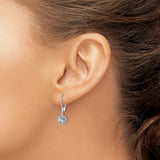 Sterling Silver Rhodium-plated Diam. & Aquamarine Earrings QBE11MAR