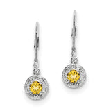 Sterling Silver Rhodium-plated Diam. & Citrine Earrings QBE11NOV - shirin-diamonds