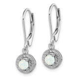 Sterling Silver Rhodium-plated Diam. & Created Opal Earrings QBE11OCT