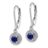 Sterling Silver Rhodium-plated Diam. & Created Sapphire Earrings QBE11SEP