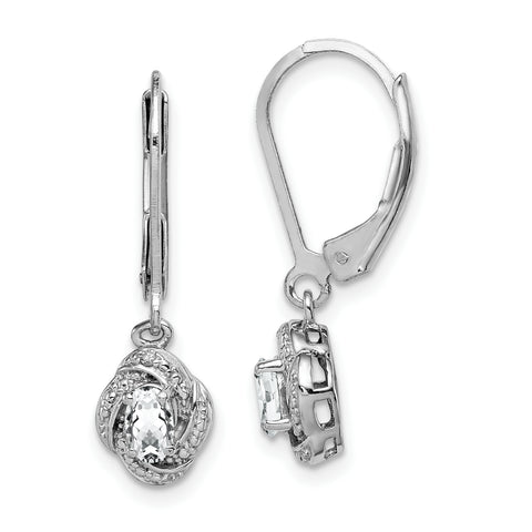 Sterling Silver Rhodium-plated Diam. & White Topaz Earrings QBE12APR