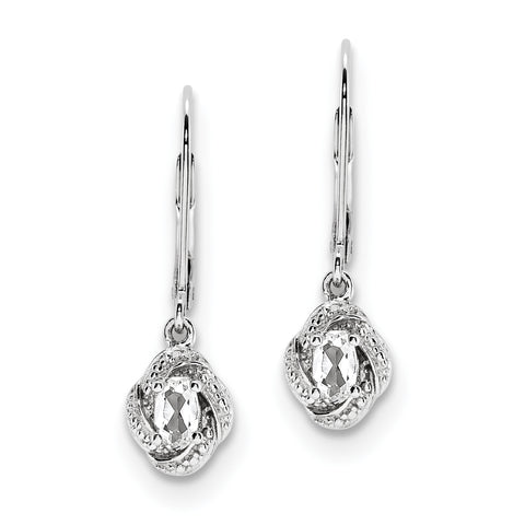 Sterling Silver Rhodium-plated Diam. & White Topaz Earrings QBE12APR - shirin-diamonds