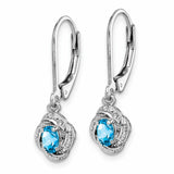 Sterling Silver Rhodium-plated Diam. & Blue Topaz Earrings QBE12DEC