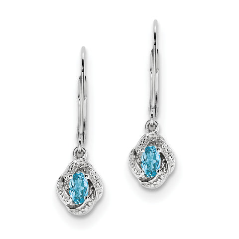 Sterling Silver Rhodium-plated Diam. & Blue Topaz Earrings QBE12DEC - shirin-diamonds
