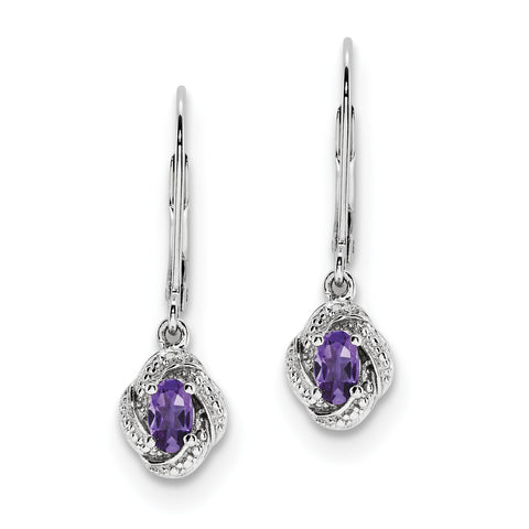 Sterling Silver Rhodium-plated Diam. & Amethyst Earrings QBE12FEB - shirin-diamonds