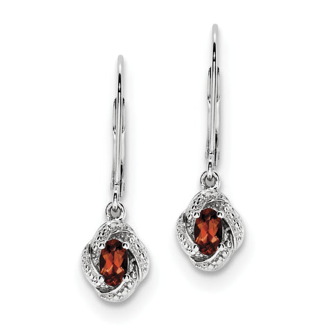 Sterling Silver Rhodium-plated Diam. & Garnet Earrings QBE12JAN - shirin-diamonds