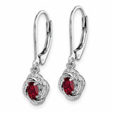 Sterling Silver Rhodium-plated Diam. & Created Ruby Earrings QBE12JUL
