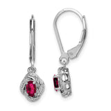 Sterling Silver Rhodium-plated Diam. & Created Ruby Earrings QBE12JUL