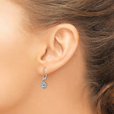 Sterling Silver Rhodium-plated Diam. & Aquamarine Earrings QBE12MAR