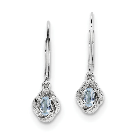 Sterling Silver Rhodium-plated Diam. & Aquamarine Earrings QBE12MAR - shirin-diamonds