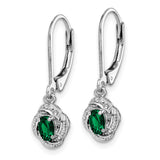 Sterling Silver Rhodium-plated Diam. & Created Emerald Earrings QBE12MAY