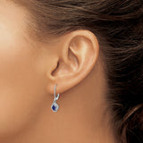 Sterling Silver Rhodium-plated Diam. & Created Sapphire Earrings QBE12SEP