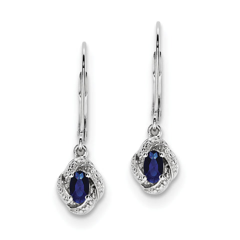 Sterling Silver Rhodium-plated Diam. & Created Sapphire Earrings QBE12SEP - shirin-diamonds