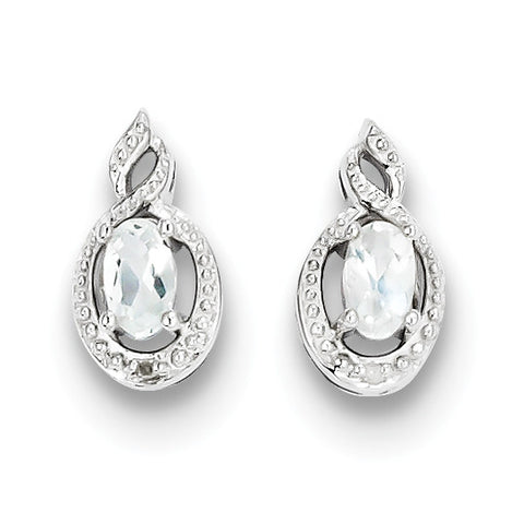 Sterling Silver Rhodium-plated White Topaz & Diam. Earrings QBE18APR - shirin-diamonds
