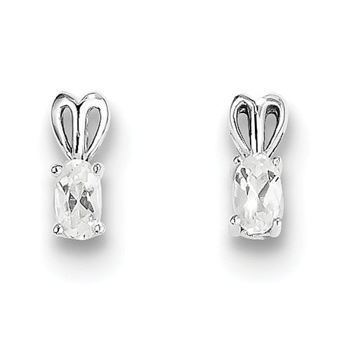 Sterling Silver Rhodium-plated White Topaz Earrings QBE20APR - shirin-diamonds