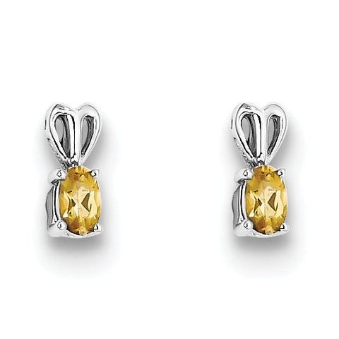 Sterling Silver Rhodium-plated Citrine Earrings QBE20NOV - shirin-diamonds