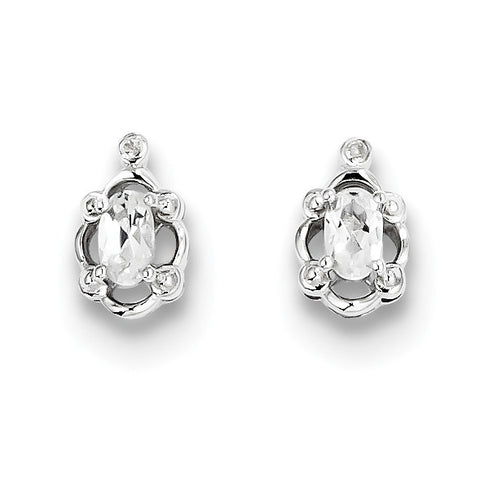 Sterling Silver Rhodium-plated White Topaz & Diam. Earrings QBE21APR - shirin-diamonds