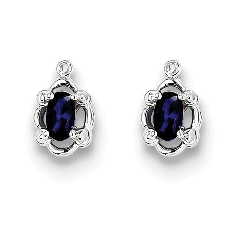 Sterling Silver Rhodium-plated Created Sapphire & Diam. Earrings QBE21SEP - shirin-diamonds