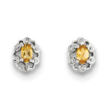 Sterling Silver Rhodium-plated Citrine & Diam. Earrings QBE22NOV - shirin-diamonds