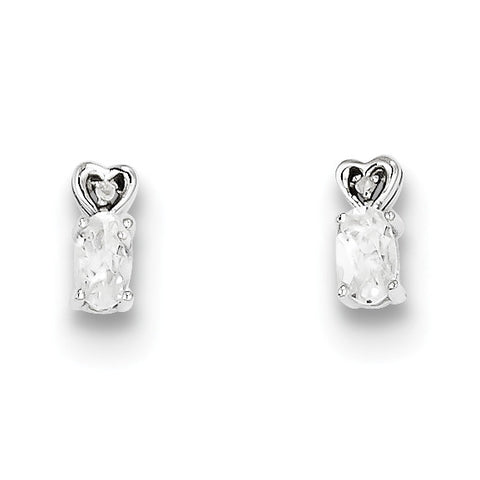 Sterling Silver Rhodium-plated White Topaz & Diam. Earrings QBE23APR - shirin-diamonds