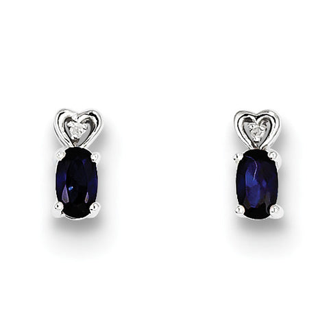 Sterling Silver Rhodium-plated Created Sapphire & Diam. Earrings QBE23SEP - shirin-diamonds
