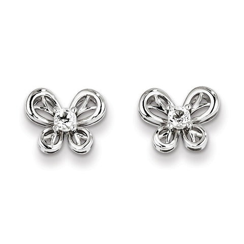 Sterling Silver Rhodium-plated White Topaz Earrings QBE24APR - shirin-diamonds