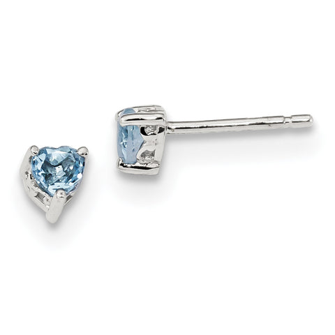 Sterling Silver 4mm Heart Swiss Blue Topaz Post Earrings QBE27DEC - shirin-diamonds