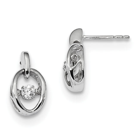 Sterling Silver Rhodium CZ Birthstone Vibrant Earrings QBE32APR - shirin-diamonds