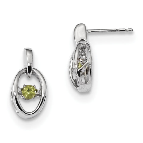 Sterling Silver Rhodium Peridot Birthstone Vibrant Earrings QBE32AUG - shirin-diamonds