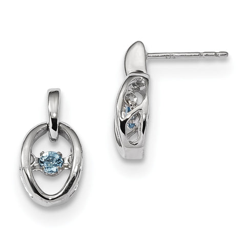 Sterling Silver Rhodium Blue Topaz Birthstone Vibrant Earrings QBE32DEC - shirin-diamonds