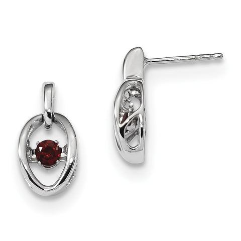 Sterling Silver Rhodium Garnet Birthstone Vibrant Earrings QBE32JAN - shirin-diamonds