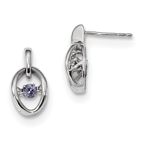 Sterling Silver Rhodium Created Alexandrite Birthstone Vibrant Earrings QBE32JUN - shirin-diamonds