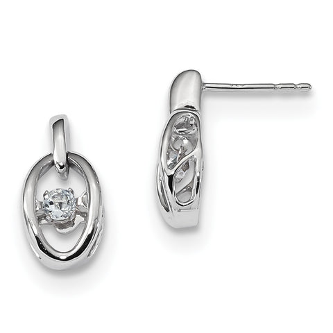 Sterling Silver Rhodium Aquamarine Birthstone Vibrant Earrings QBE32MAR - shirin-diamonds