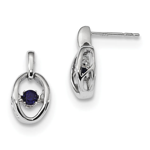 Sterling Silver Rhodium Created Blue Sapphire Birthstone Vibrant Earrings QBE32SEP - shirin-diamonds