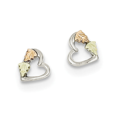 Sterling Silver & 12K Small Heart Post Earrings QBH131 - shirin-diamonds