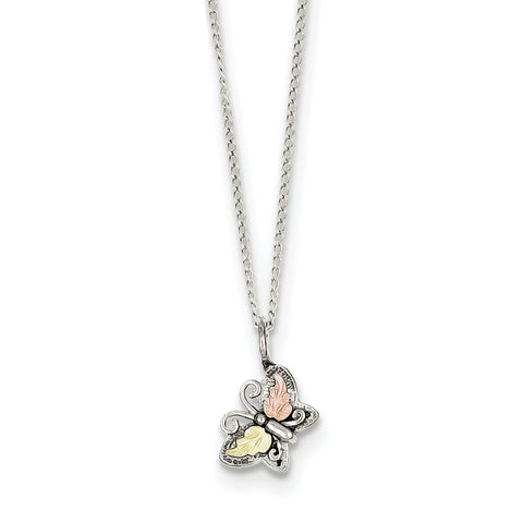 Sterling Silver & 12K Butterfly Necklace QBH134 - shirin-diamonds
