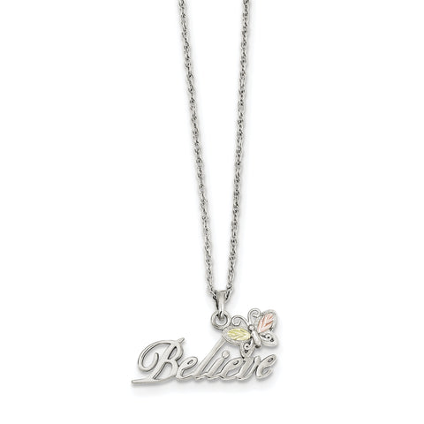 Sterling Silver & 12K Butterfly Believe Necklace QBH184 - shirin-diamonds